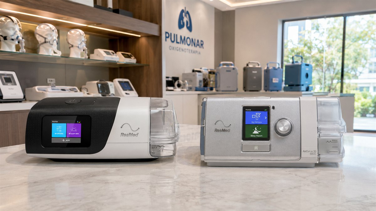 Aparelhos CPAP e BiPAP lado a lado no showroom da Pulmonar em Uberlandia